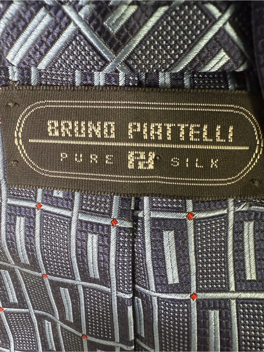 Piattelli Navy and Light Blue Geometric Silk Tie